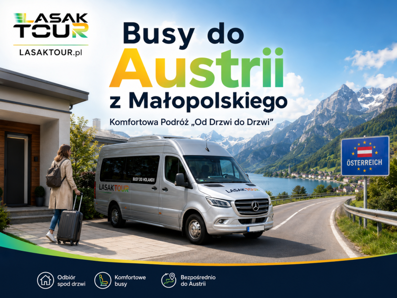 nowoczesny bus Lasak Tour na trasie Kraków-Wiedeń